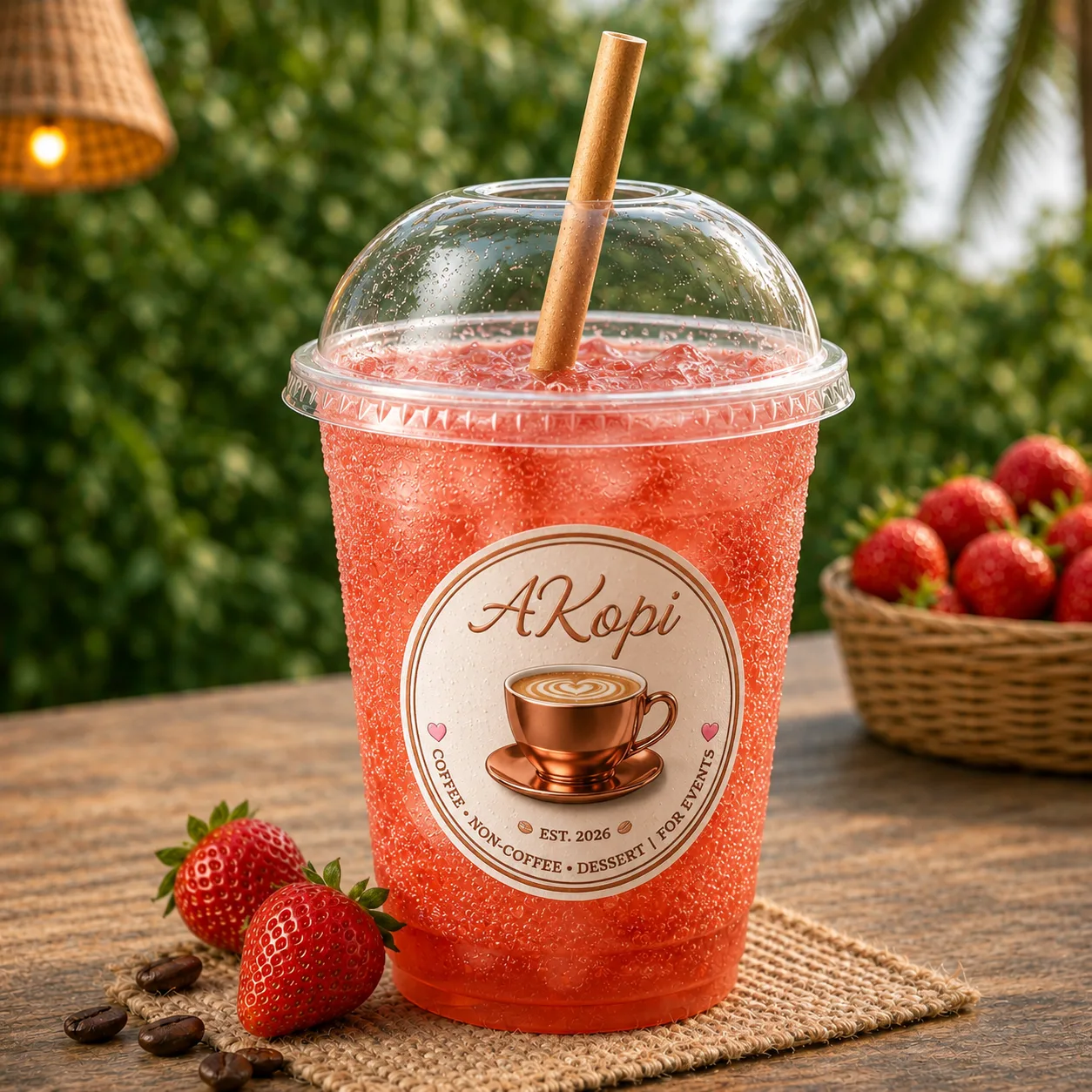 AKopi Strawberry Soda with its original branded cup